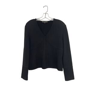 VTG St. John Basics Womens Santana Knit Long Sleeve V-Neck Sweater Small